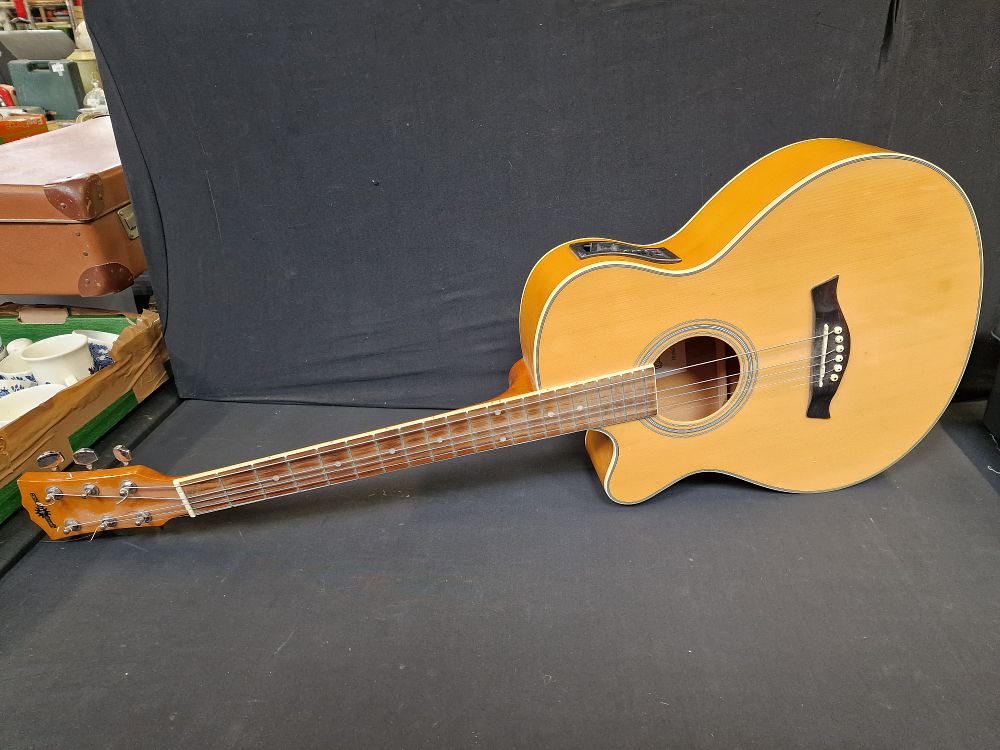 Lot 323: Gear 4 Music Electro-Acoustic Left Handed Guitar. Needs Repair to Electrics. COLLECTION ONLY