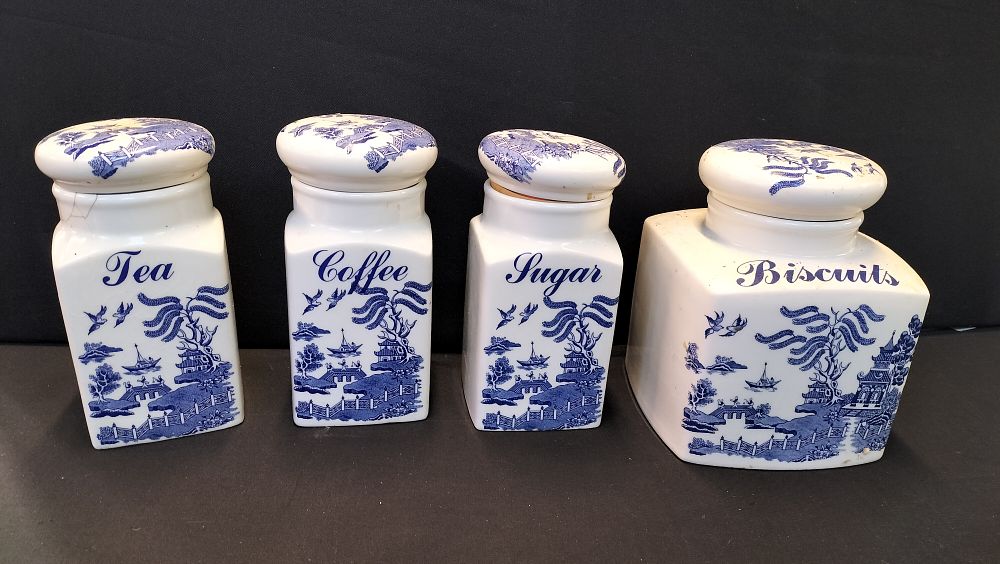 Lot 315: Regal Blue,   Willow pattern Tea, Coffee, Sugar...