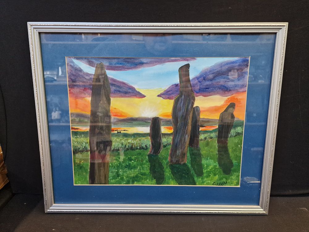 Lot 335: Original Framed Acrylic Painting 'Just Stand and Stare' by Sandra Law Approx 53x44cm