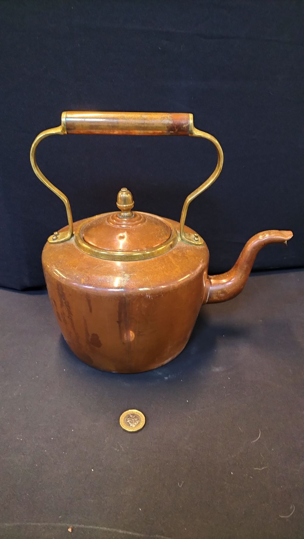 Lot 366: Copper and Brass Kettle 