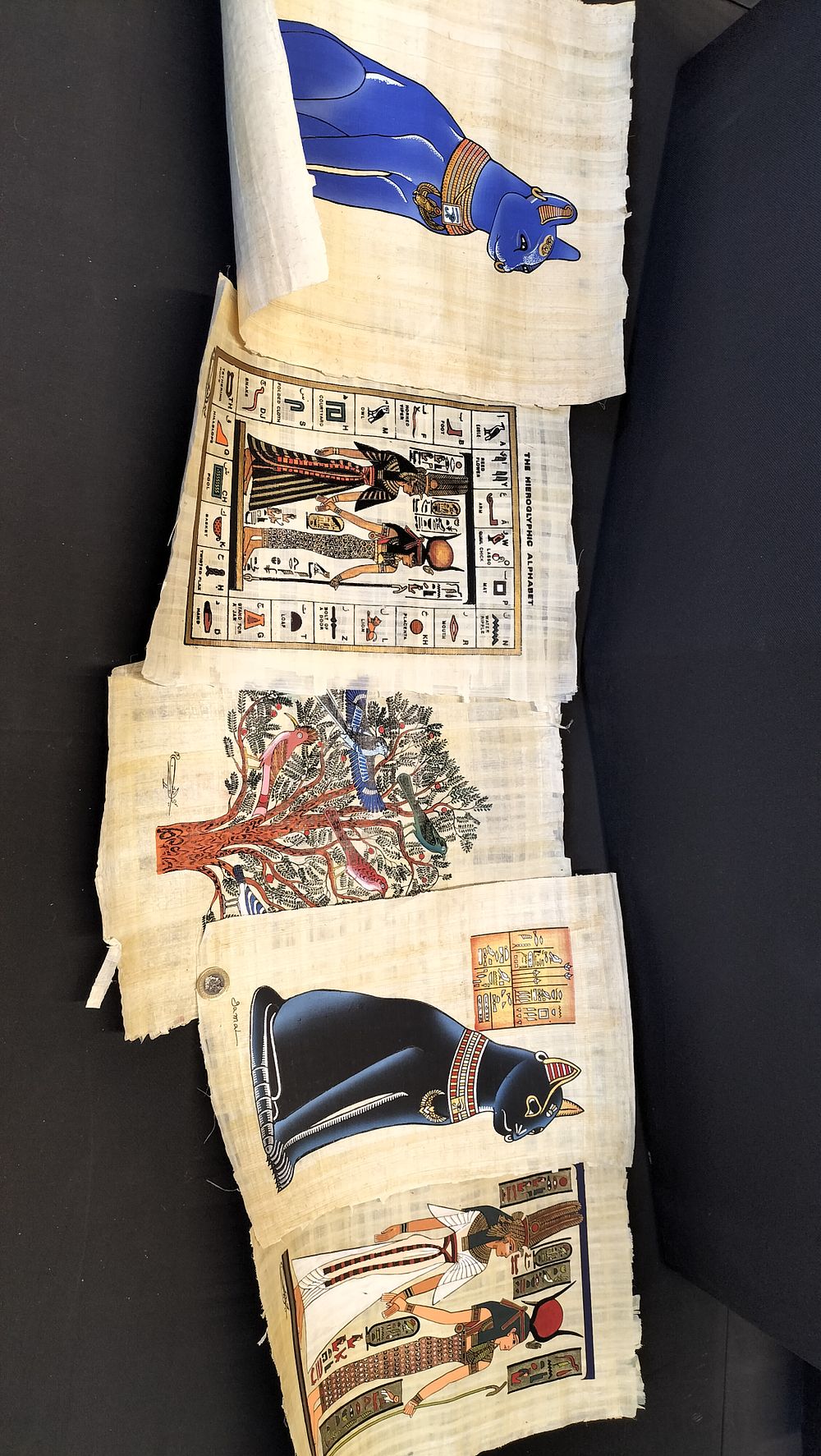 Lot 368: 5 Egyptian Hand Painted Papyrus Pictures 