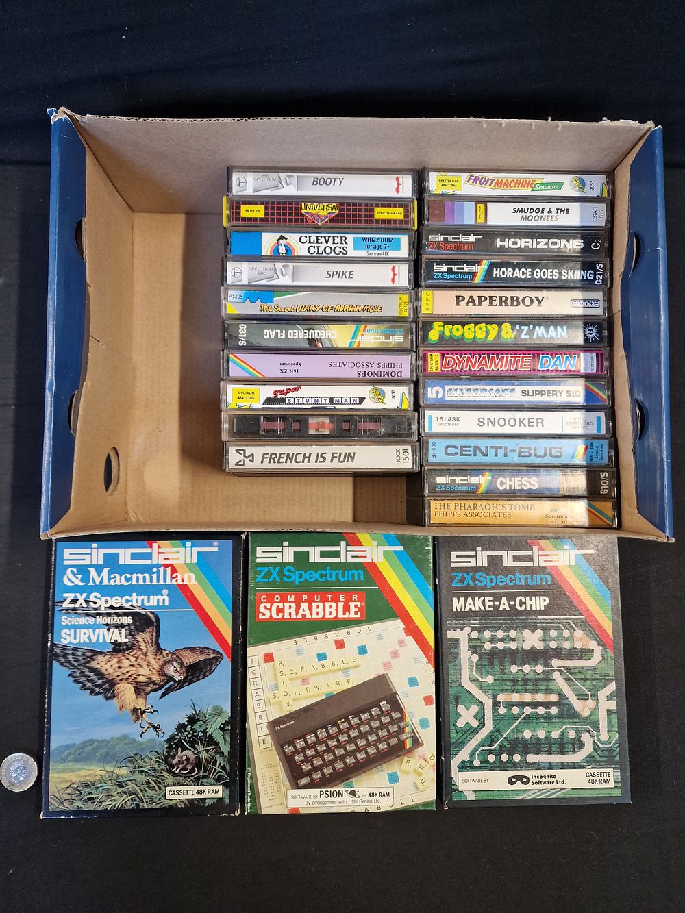 Lot 387: x25 Vintage Sinclair ZX Spectrum Cassette Games to Suit Previous Lot. Includes Paperboy, Horace Goes Skiing and Dynamite Dan