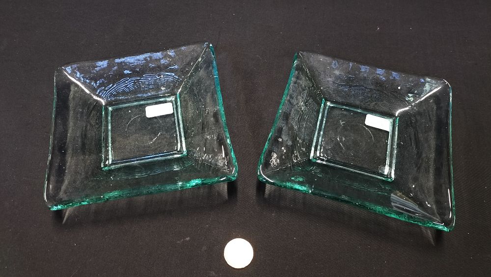 Lot 394: Two Square Recycled Glass Dishes 