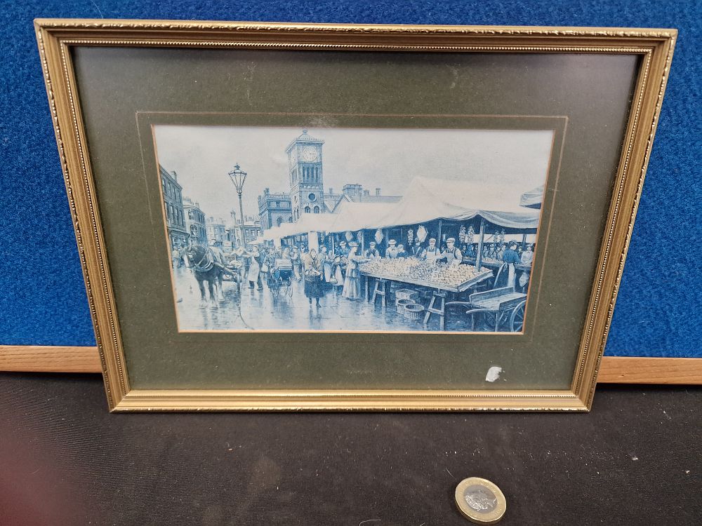 Lot 239: Framed Print of Blackburn Market Approx 27x20cm