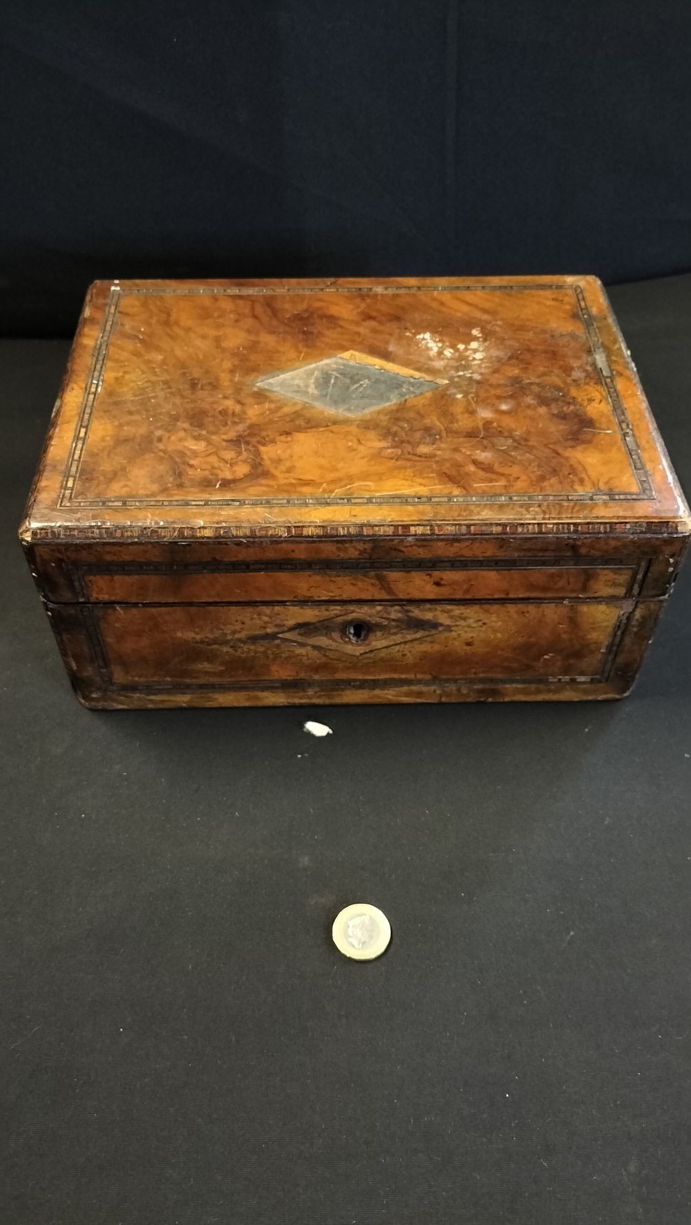Lot 597: Walnut Inlaid Box A/F