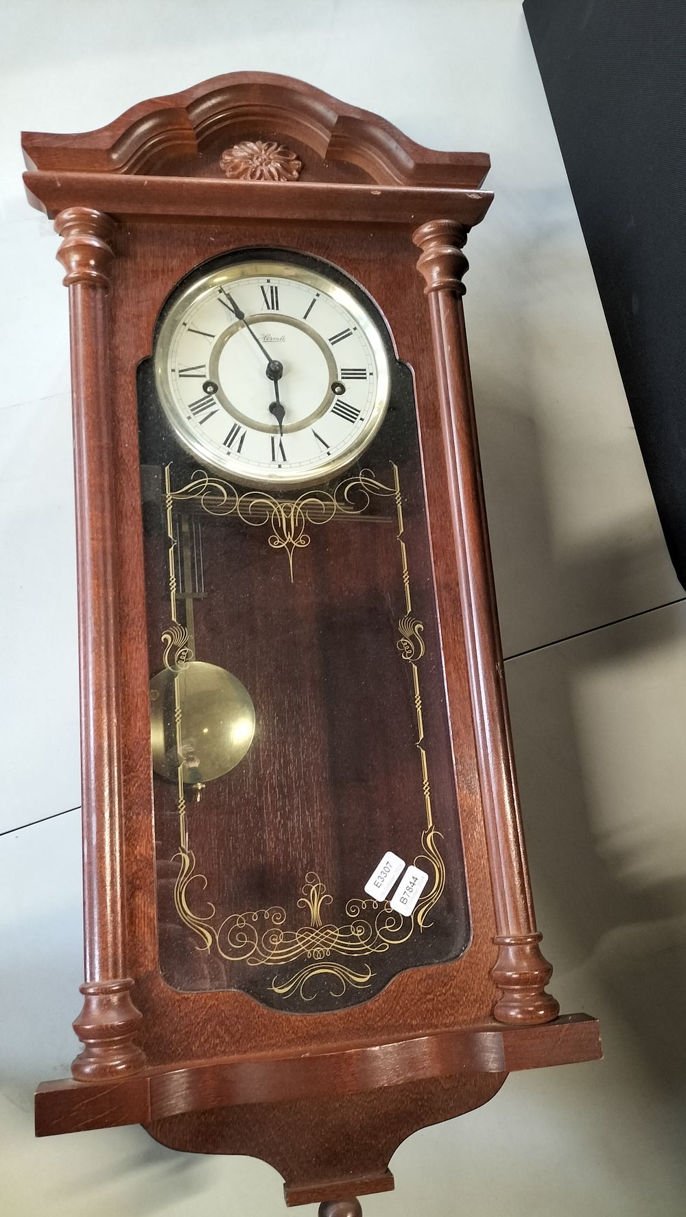 Lot 620: Hermle Wood Case Wall Clock with Westminster Chime...