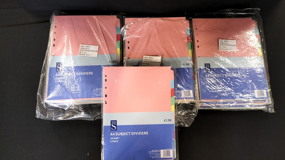 Lot 634: Three 10 Packs of A4 Dividers. Each pack...