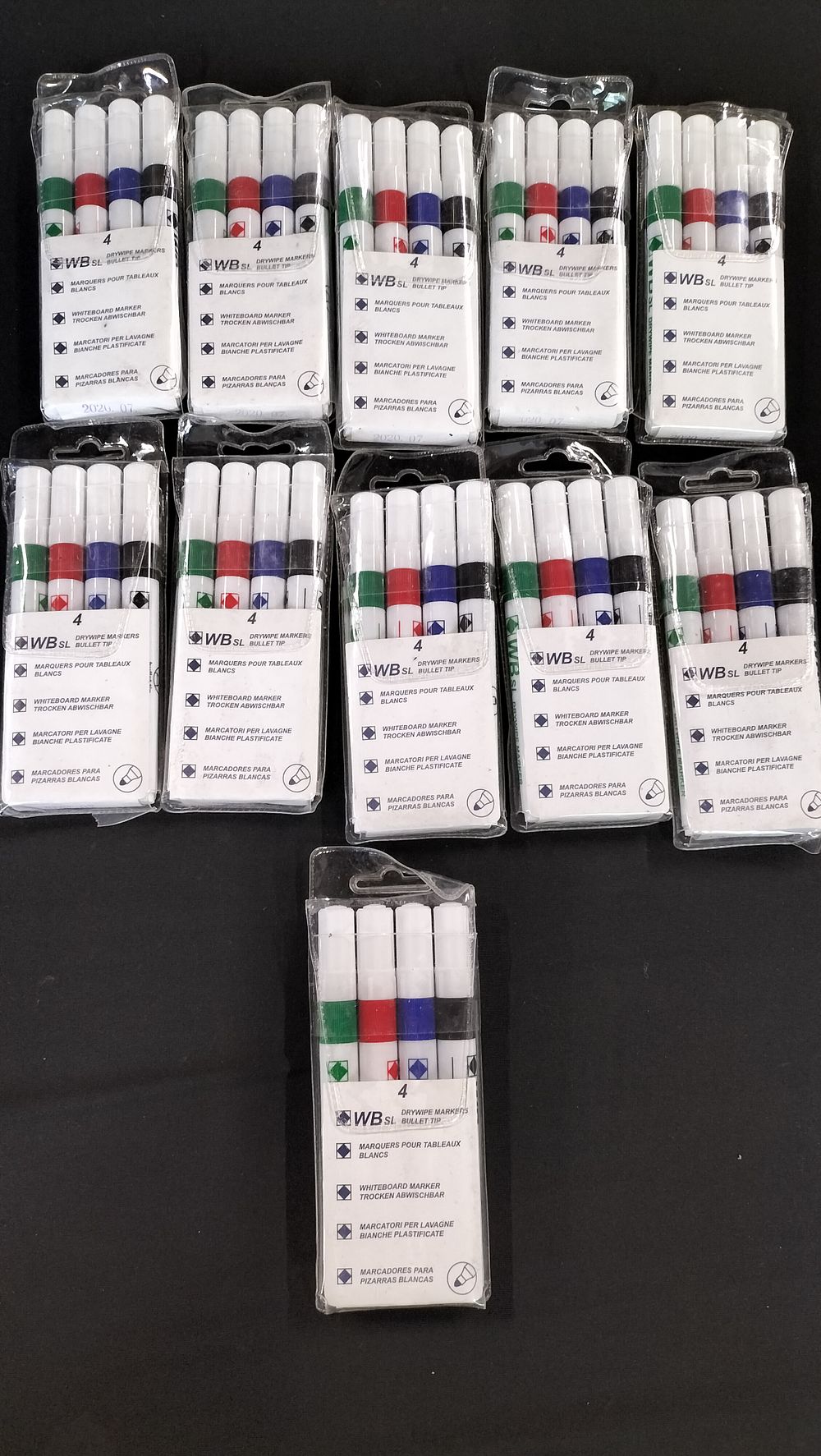 Lot 638: 11 Packs of 4  Dry Wipes Whiteboard Markers 