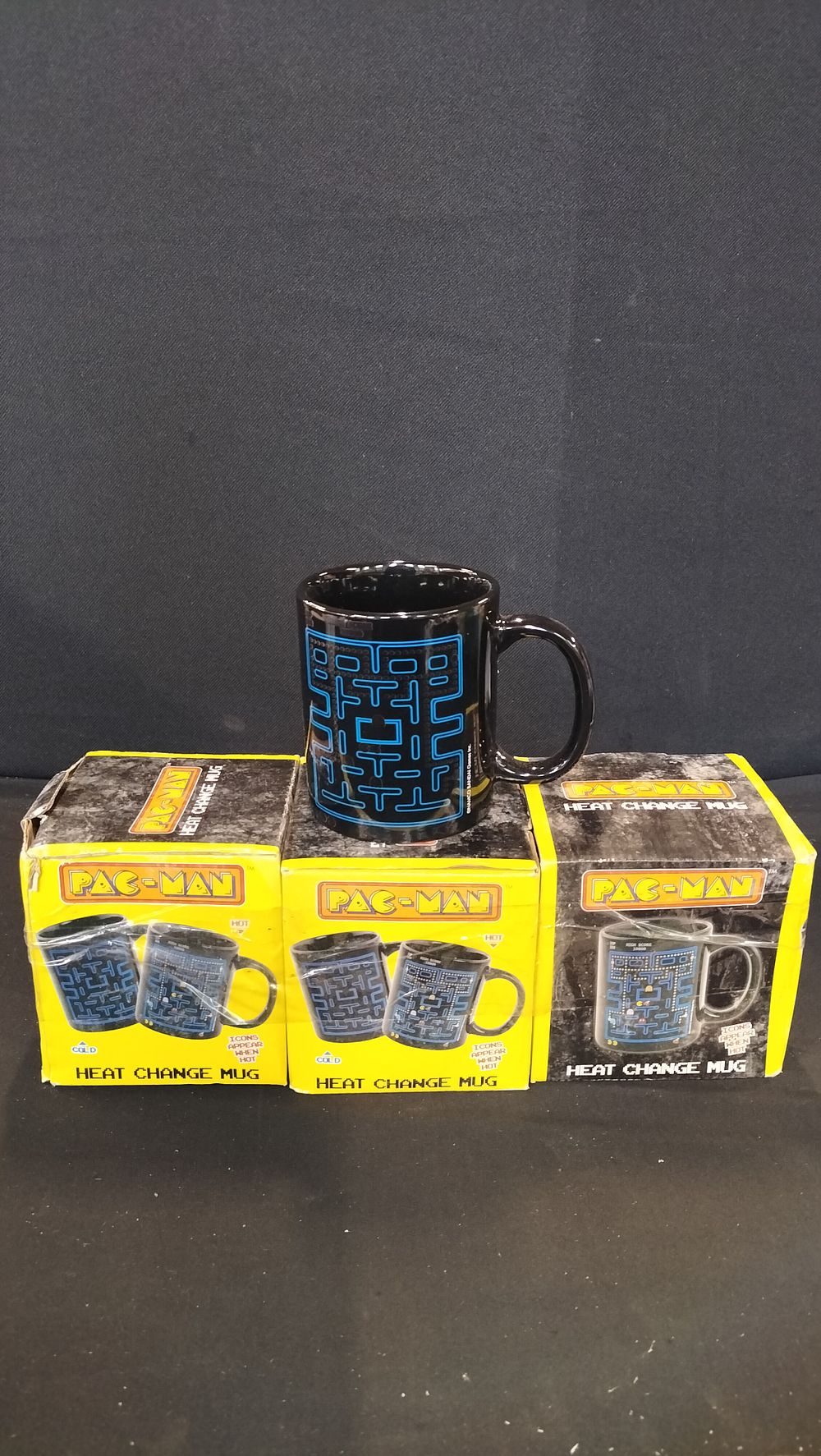 Lot 663: Three Boxed Heat Changing Pac-Man Cups 