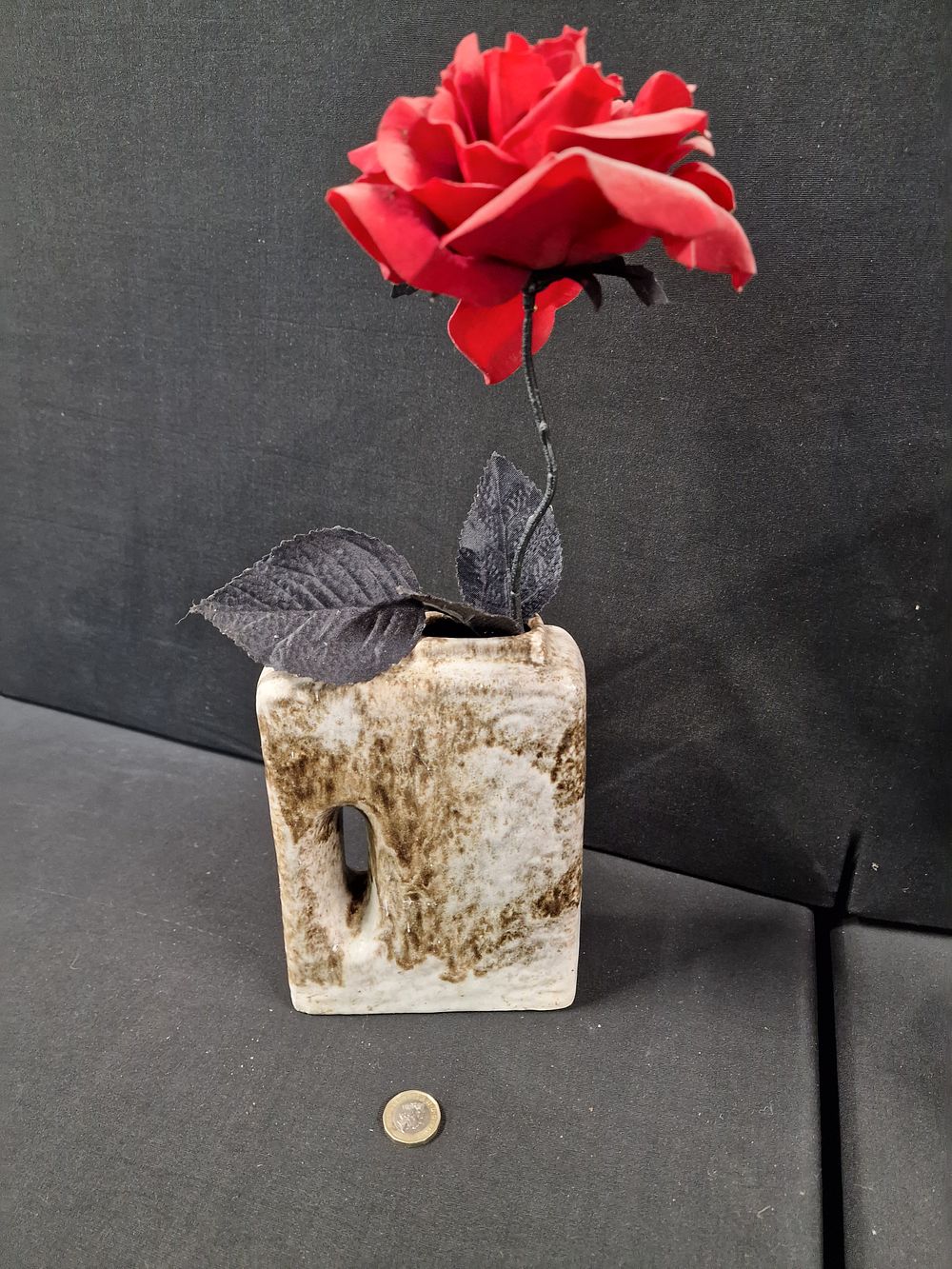 Lot 157: Vintage German Chimney Vase and Faux Rose