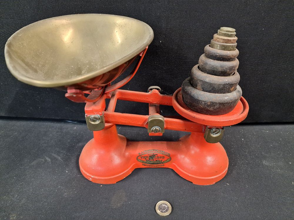 Lot 163: Vintage Pair of FJ Thornton & Son The Viking Scales with Weights