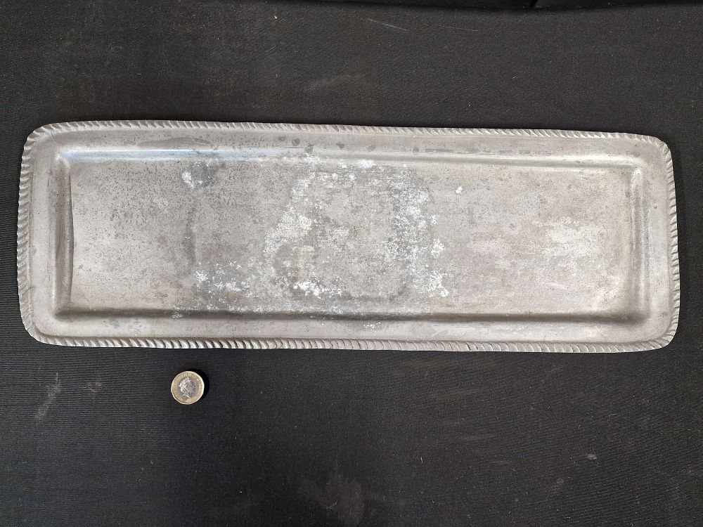 Lot 165: Vintage Pewter Serving Tray 46cm Length