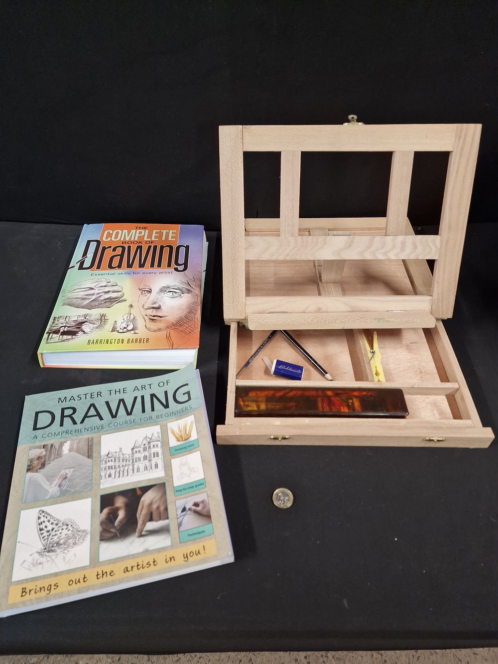 Lot 168: Artist Easel Drawing Set and a Pair of Drawing Skill Books