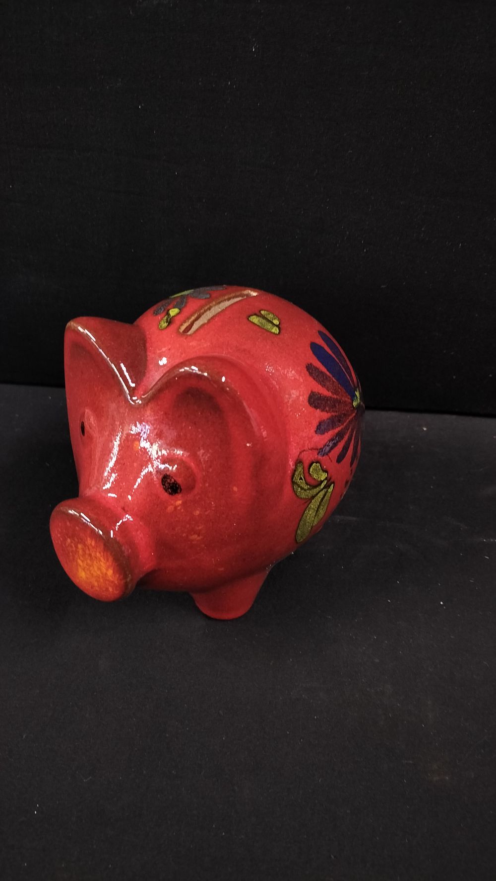 Lot 172: Red Floral Piggy Bank 
