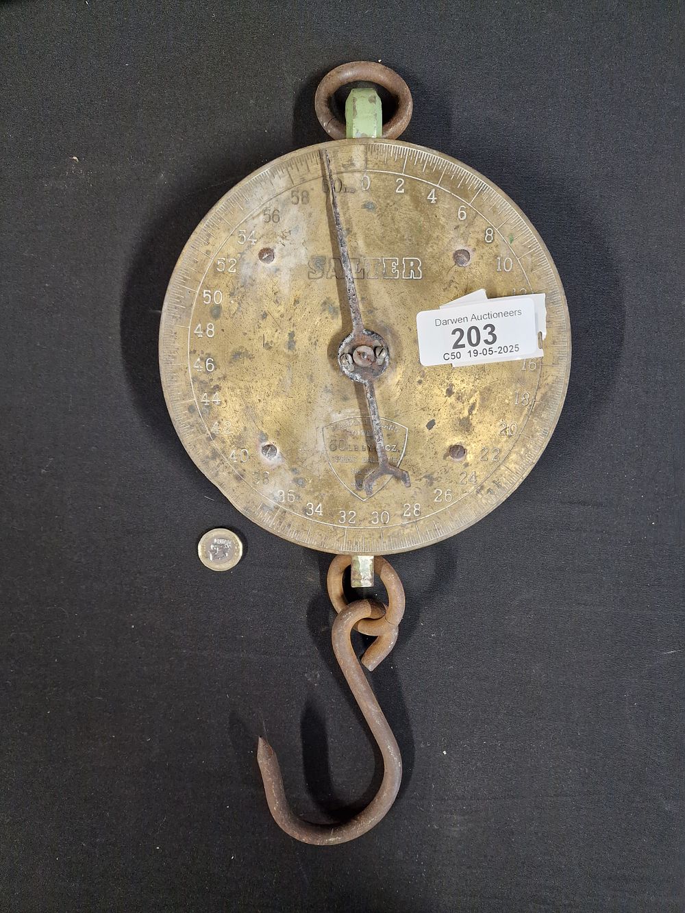 Lot 203: Vintage Salter Sprung Balance Scale 60lb by 2oz