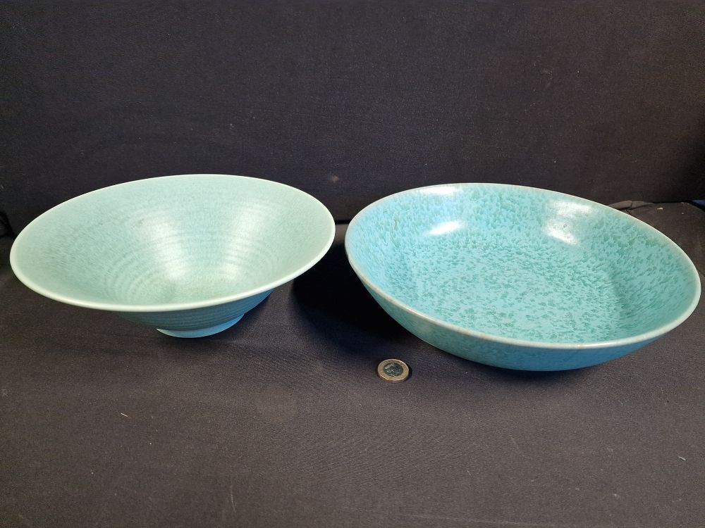 Lot 212: Pair of Green Vintage Royal Lancastrian Bowls