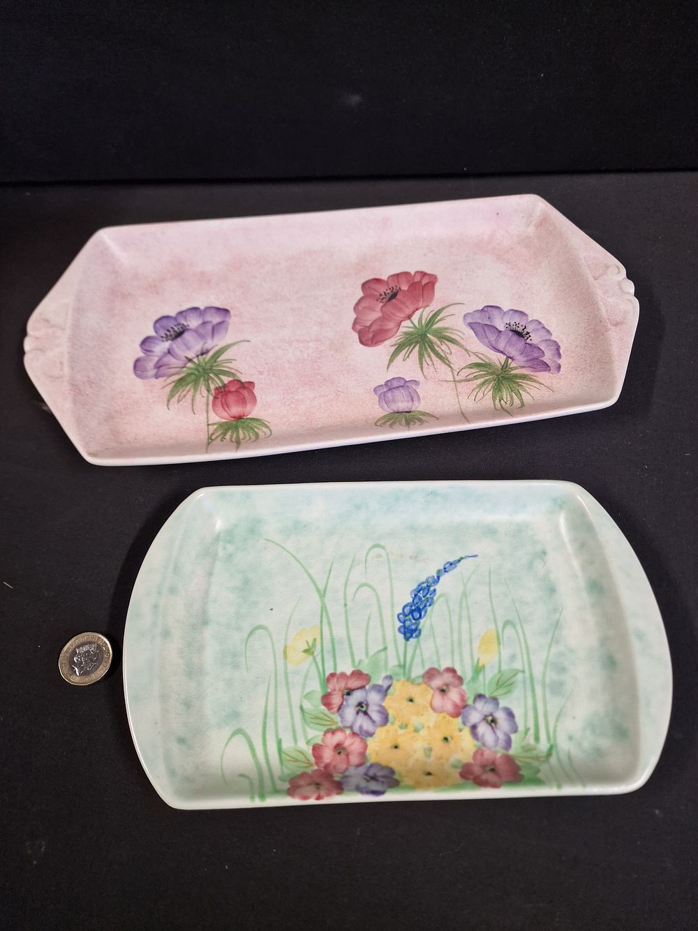 Lot 218: Pair of Vintage Radford Pottery Hand Painted Serving Dishes