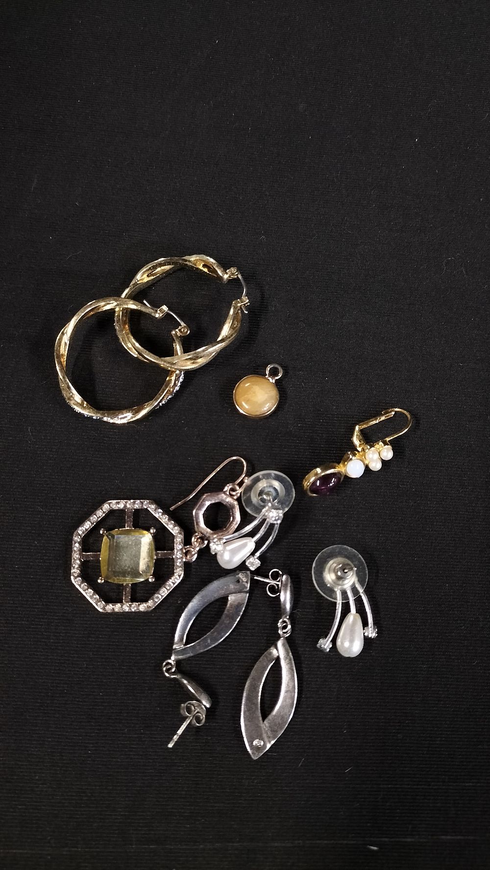 Lot 228: Pair of Sterling Silver Earrings and Costume Jewellery...