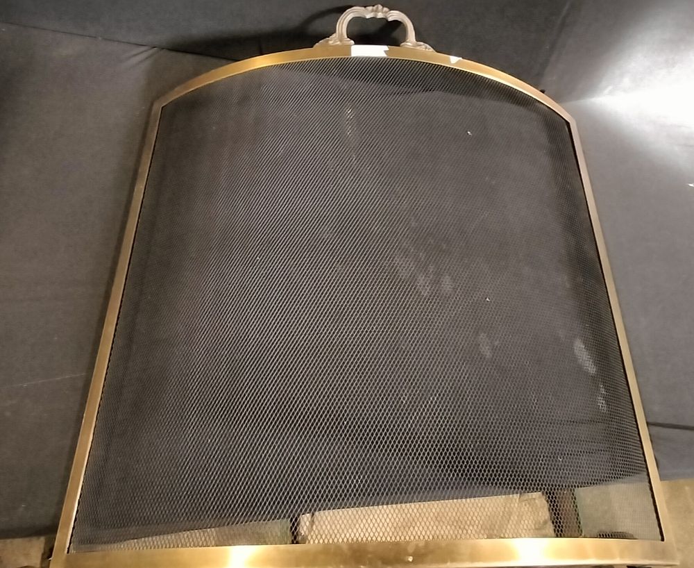 Lot 230: Black Fire Screen With Brass Edging 