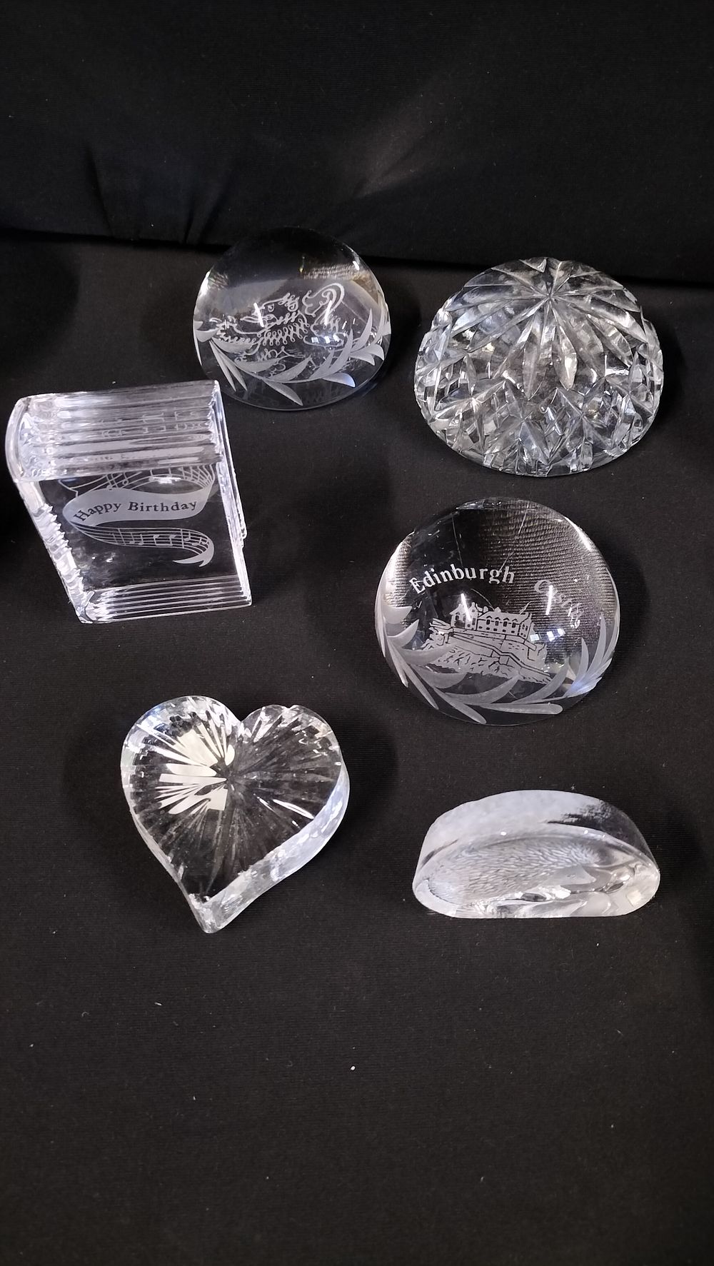 Lot 246: 6 Crystal Paperweights. Including Stewart Crystal, Edinburgh 