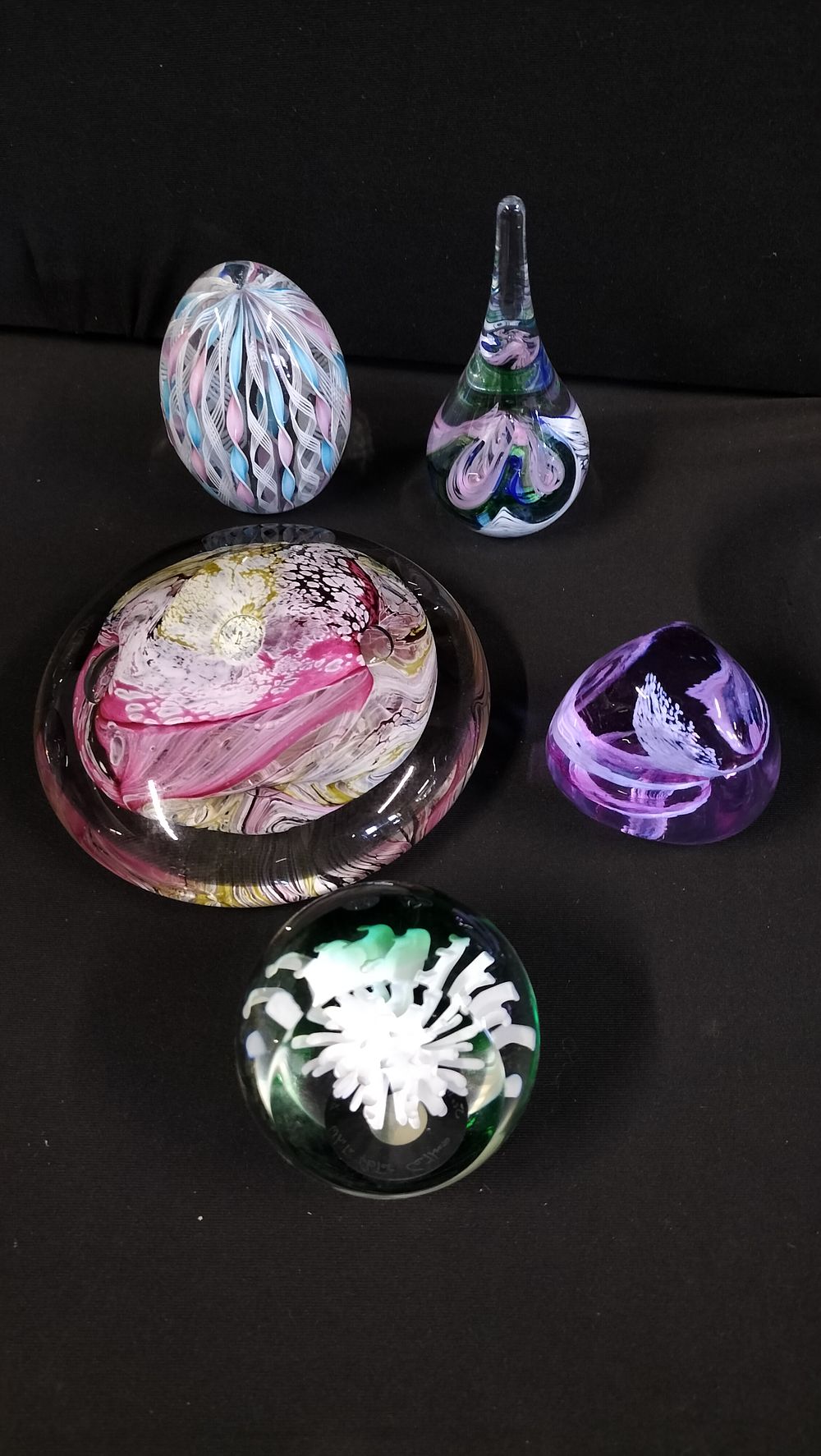 Lot 248: 5 Various Studio Glass Paperweights Including Cathness
