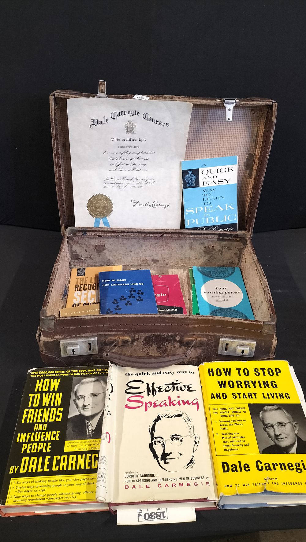 Lot 253: Vintage Case Containing Various Books By Dale Carnegie...