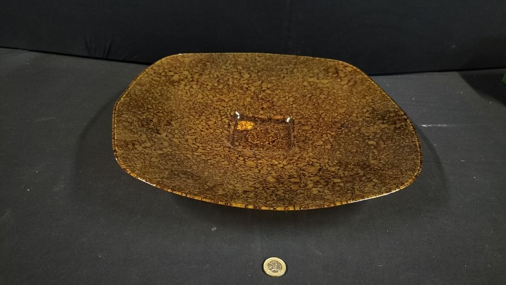 Lot 267: Very Large Studio Glass Dish. Measures approx 6...