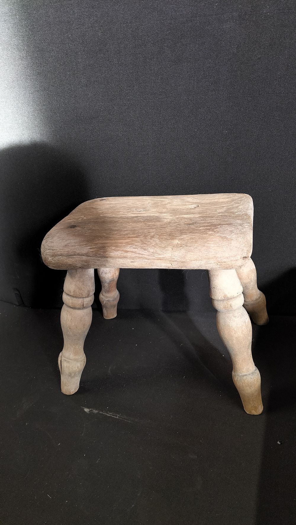 Lot 279: Small Vintage Wooden Stool with Turned Legs. Measures...
