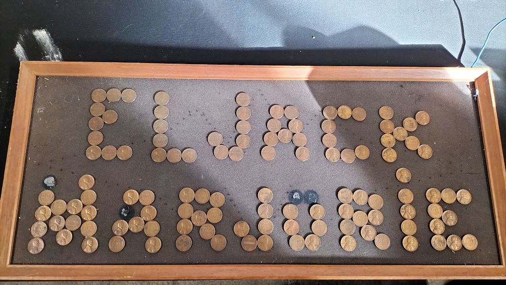 Lot 282: Framed American 1 Cent Spelling El Jack Marjorie....