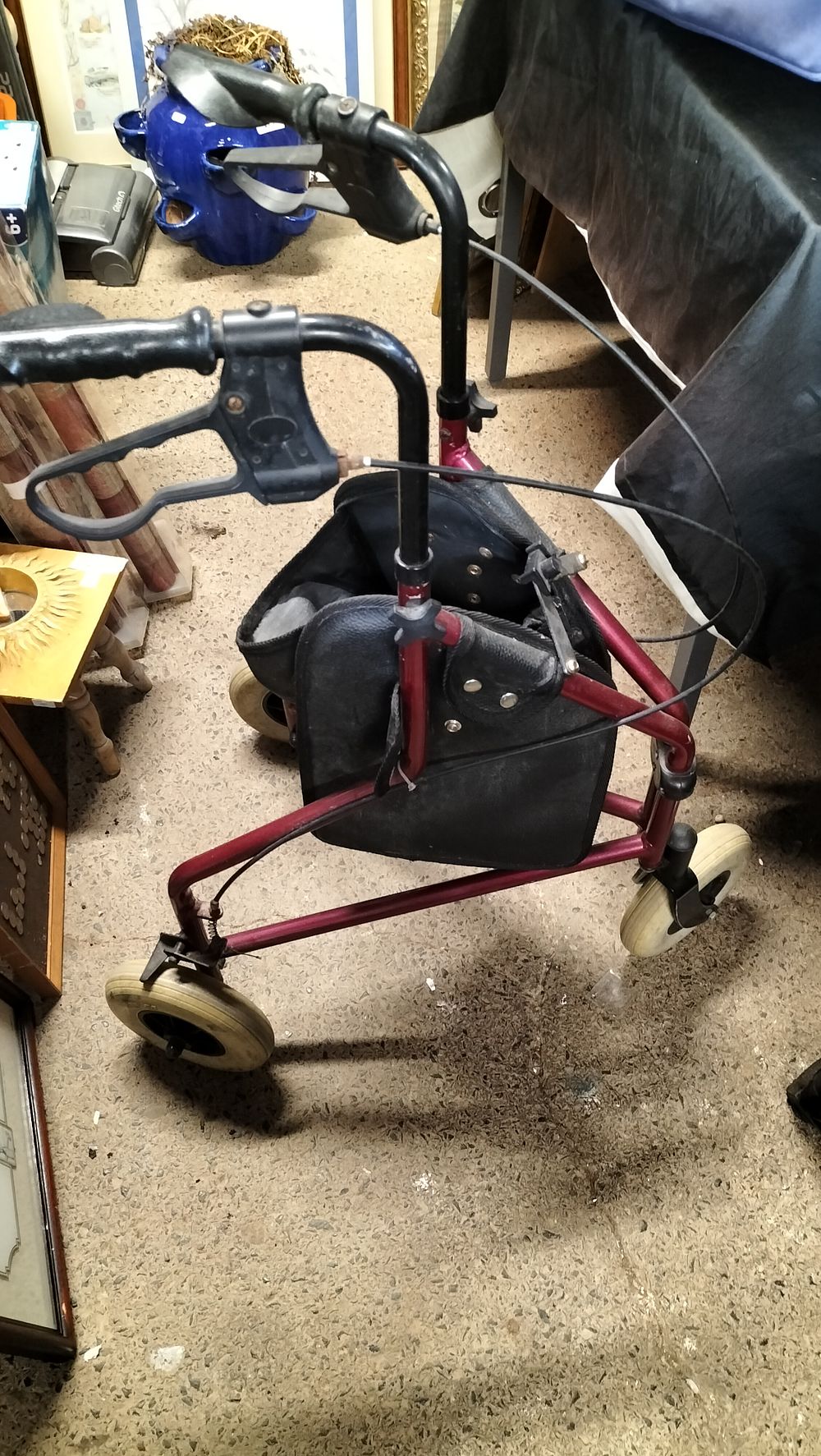 Lot 284: Three Wheel Mobility Walker With Attached Bag 