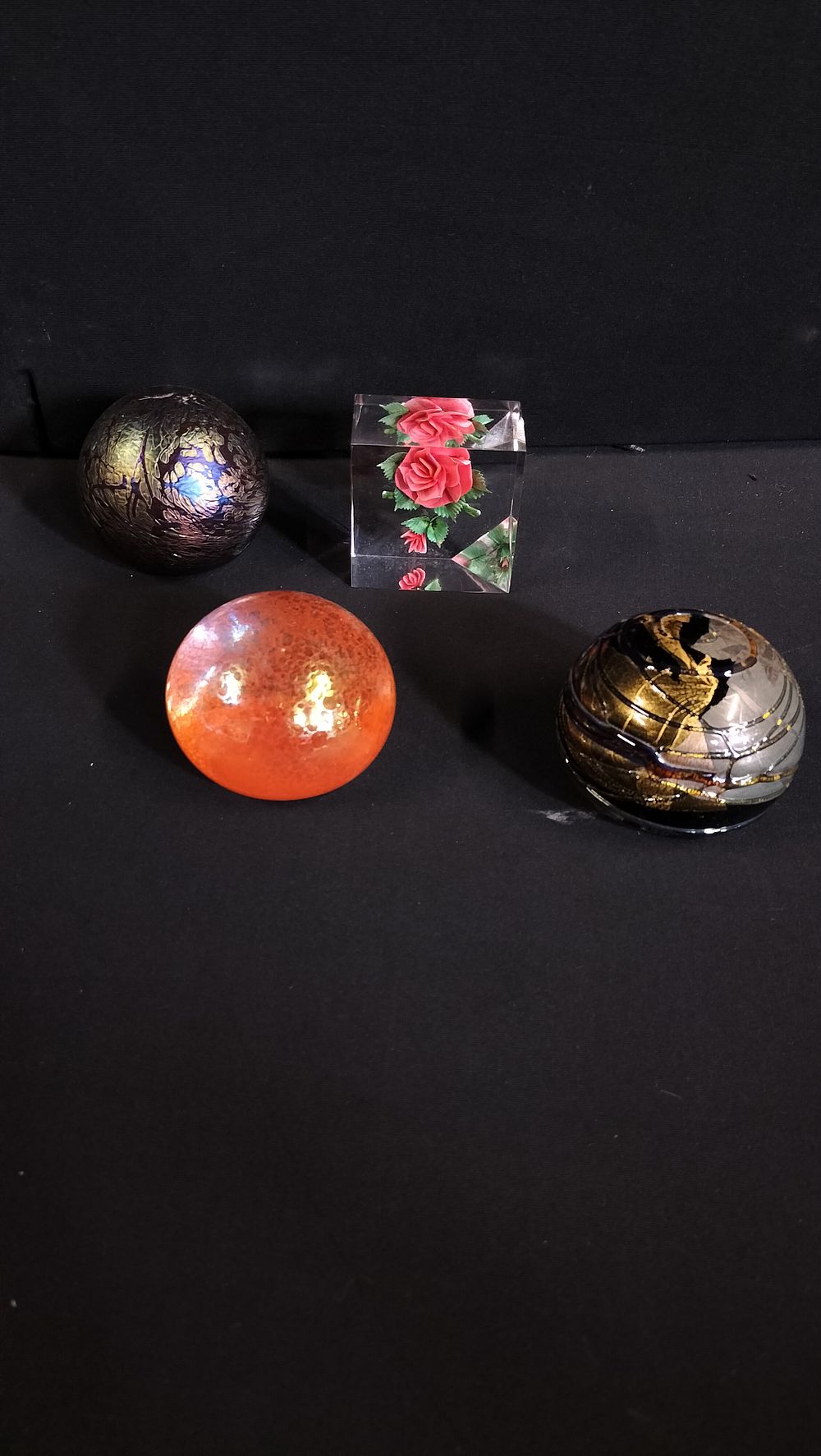 Lot 288: Three Iridescent Studio Glass Paperweights Including Guernsey Island...