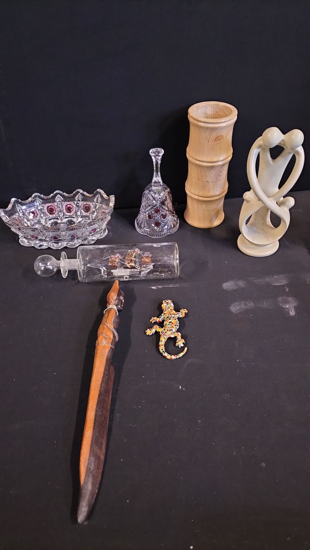 Lot 296: Collection of Various Items including Glass Ship in...