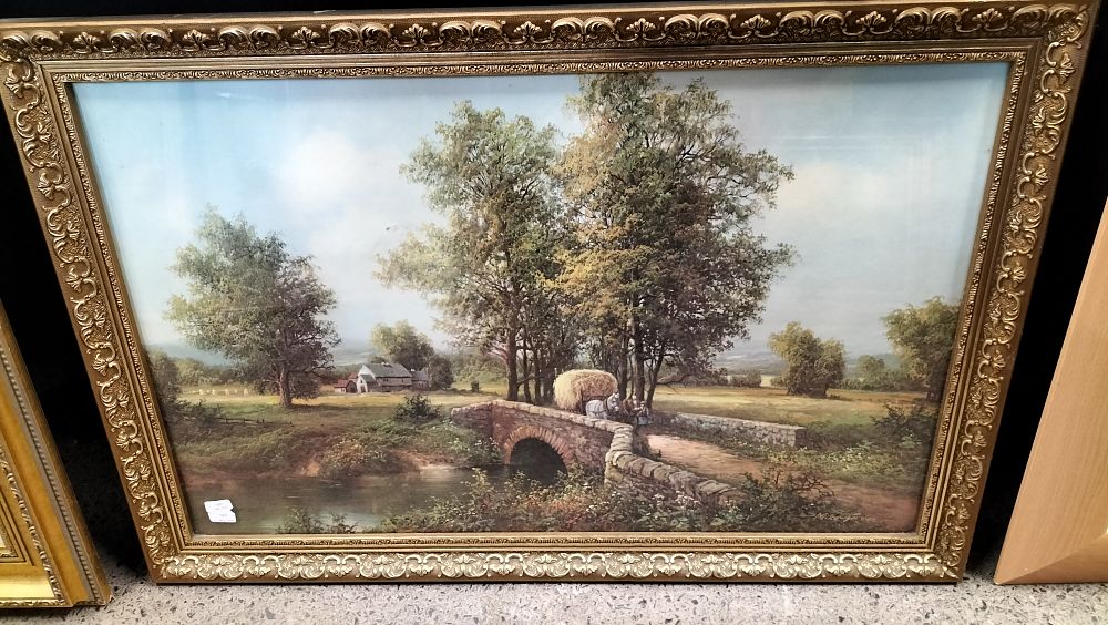 Lot 312: Framed Print Of a Country Scene. Measures approx...