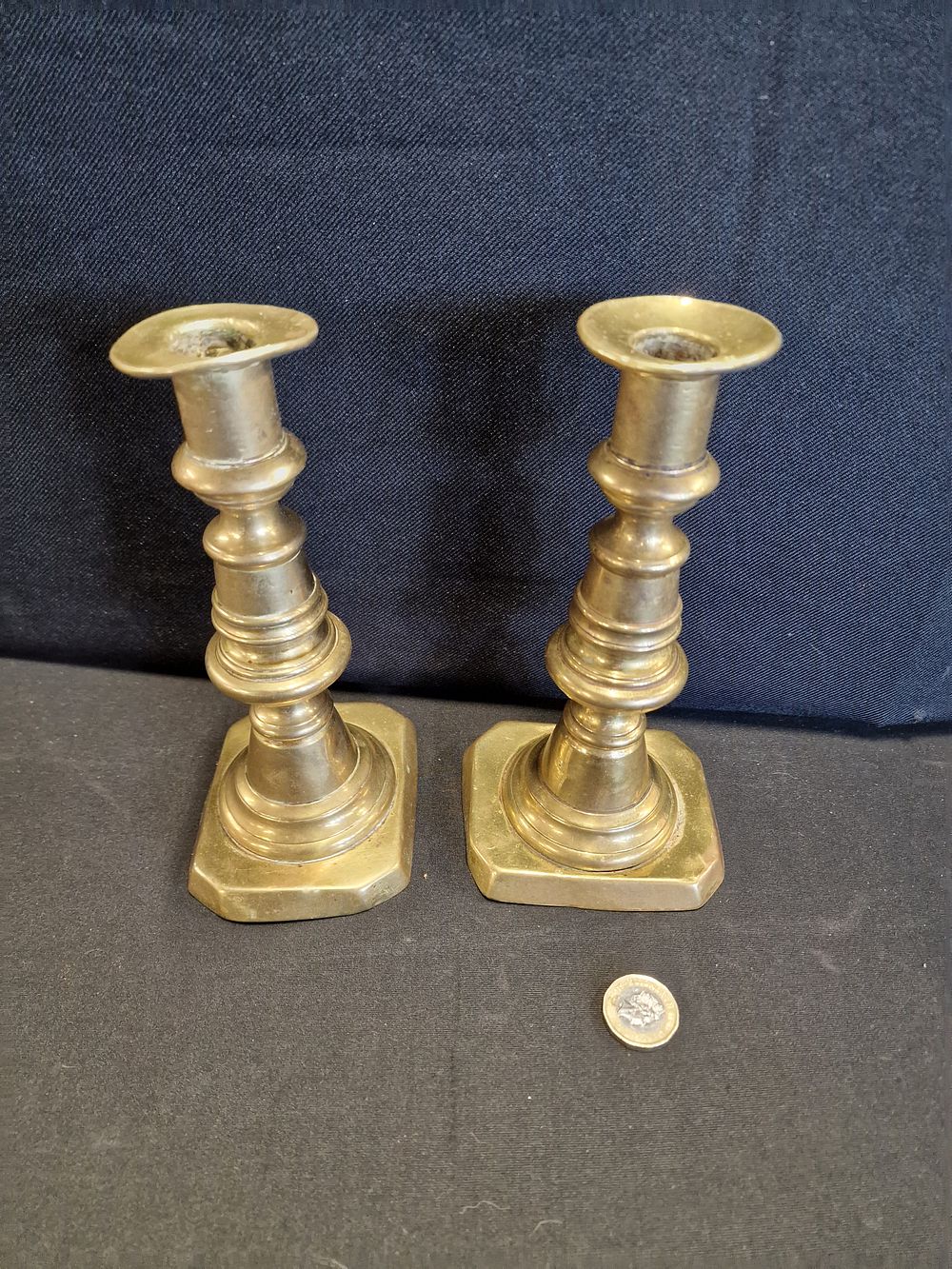 Lot 552: Pair of Brass Candlestick Holders