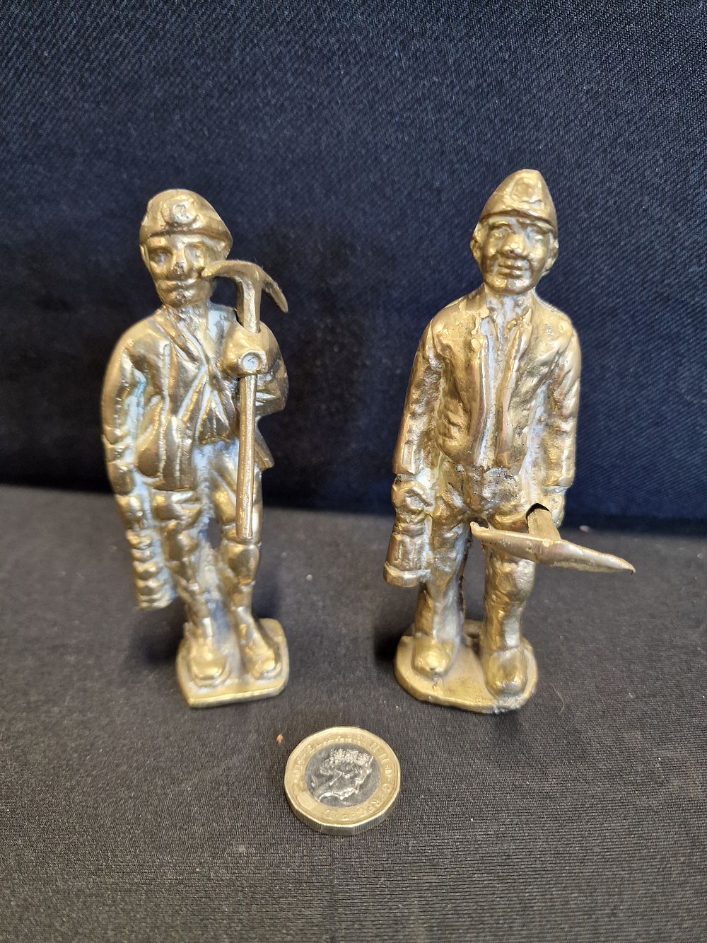 Lot 554: Pair of Vintage Brass Miner Figures