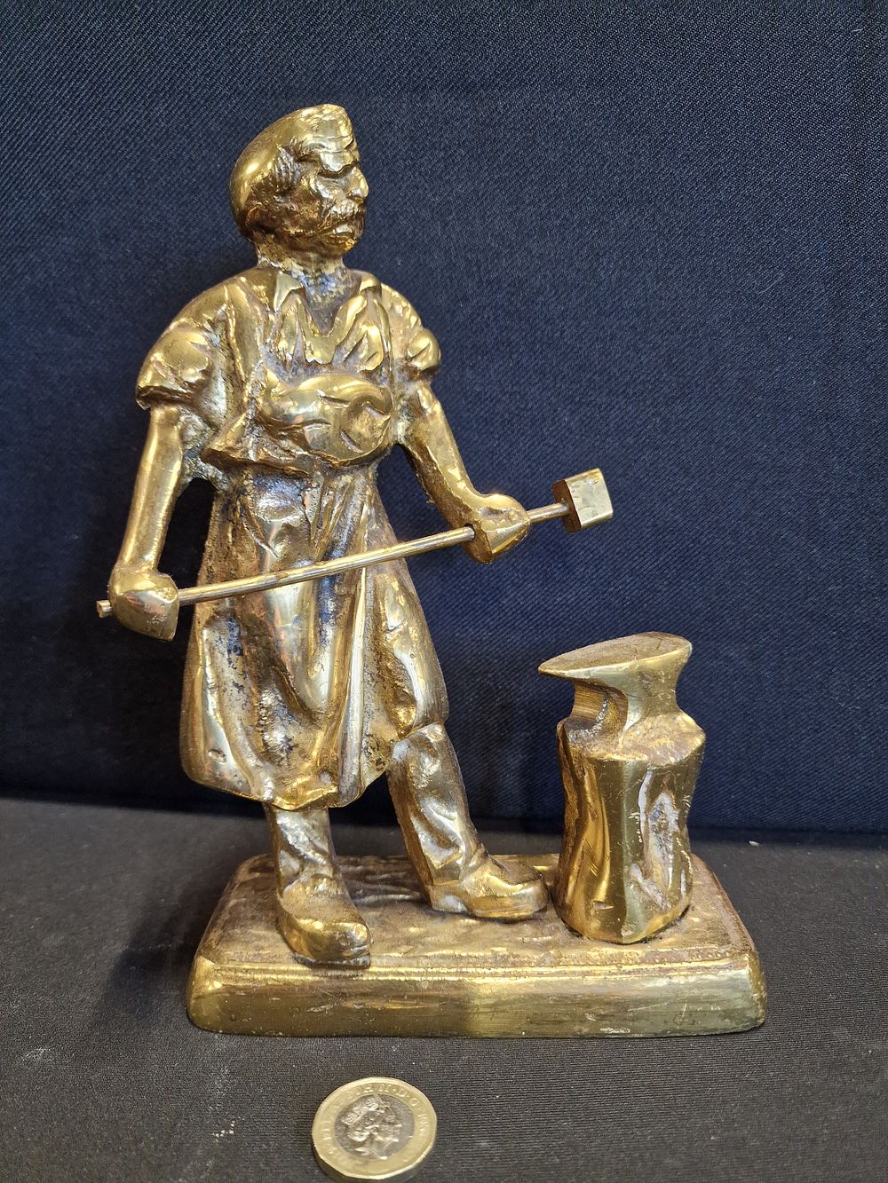 Lot 556: Vintage Brass Blacksmith Figurine