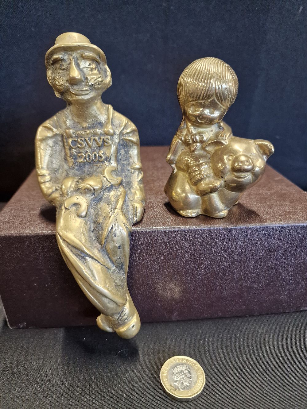 Lot 566: Pair of Vintage Solid Brass Figures
