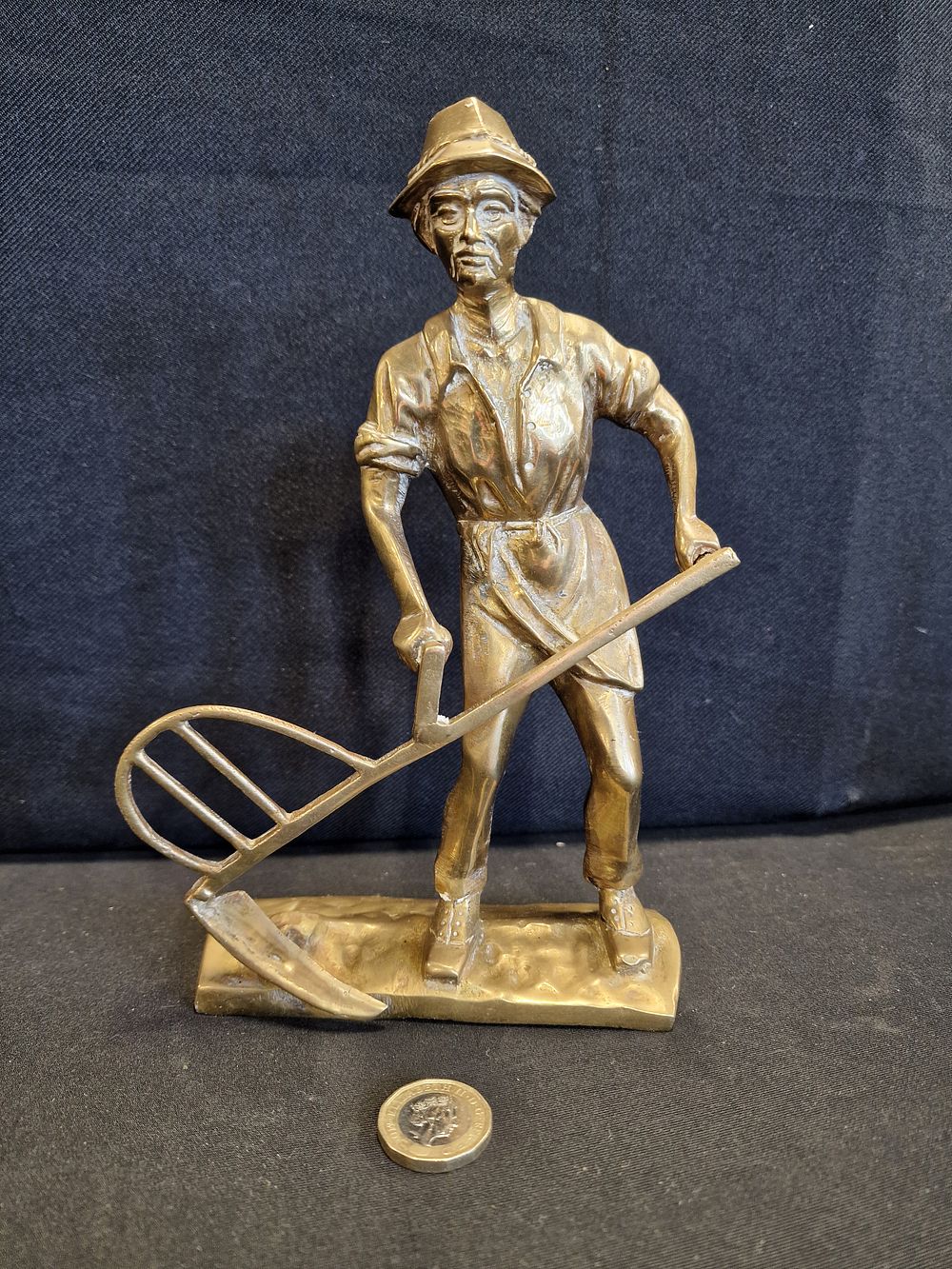 Lot 567: Vintage Brass Figure of Man with Scythe