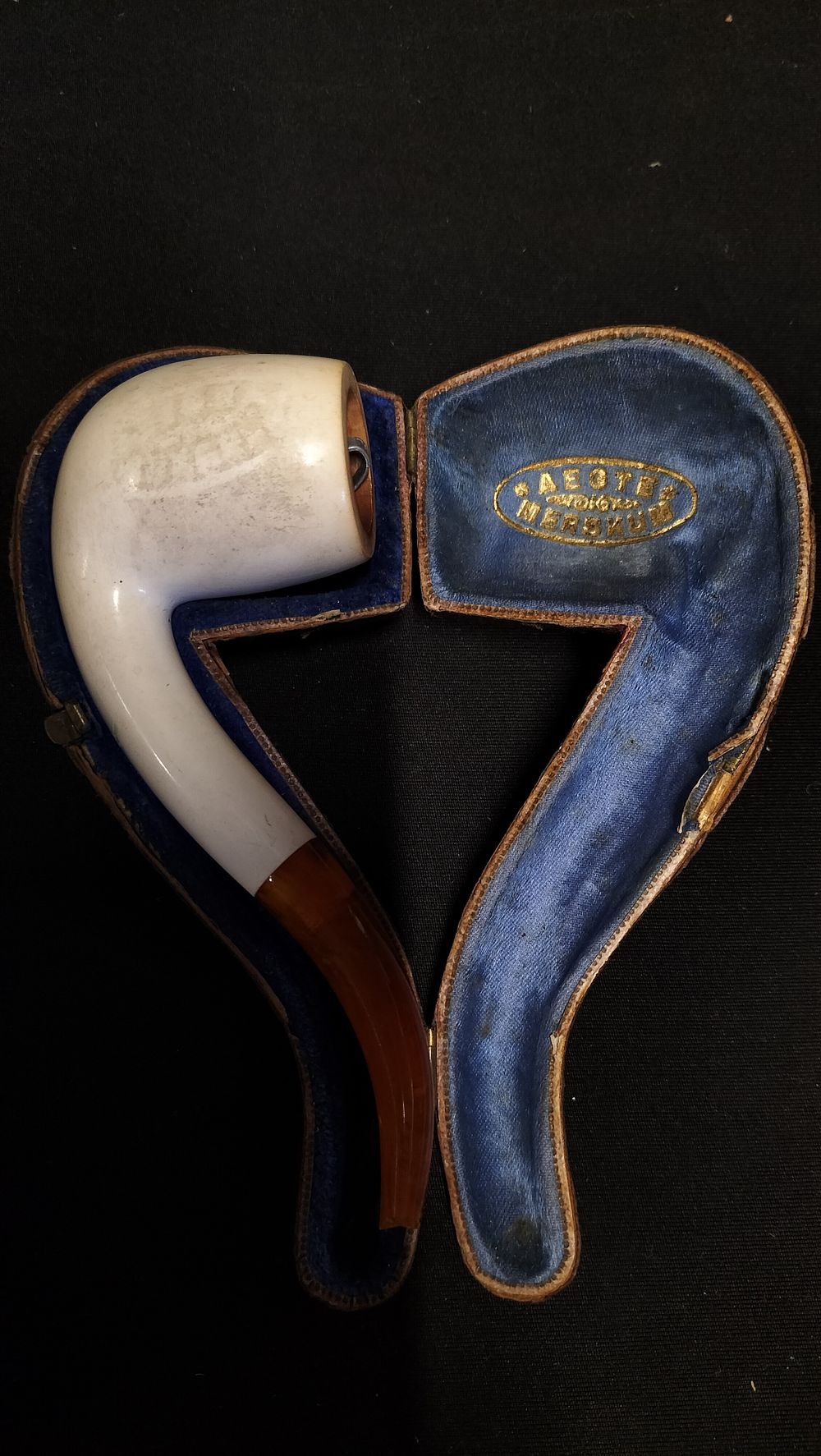 Lot 347: Pipe with Case. Broken Mouth Piece 