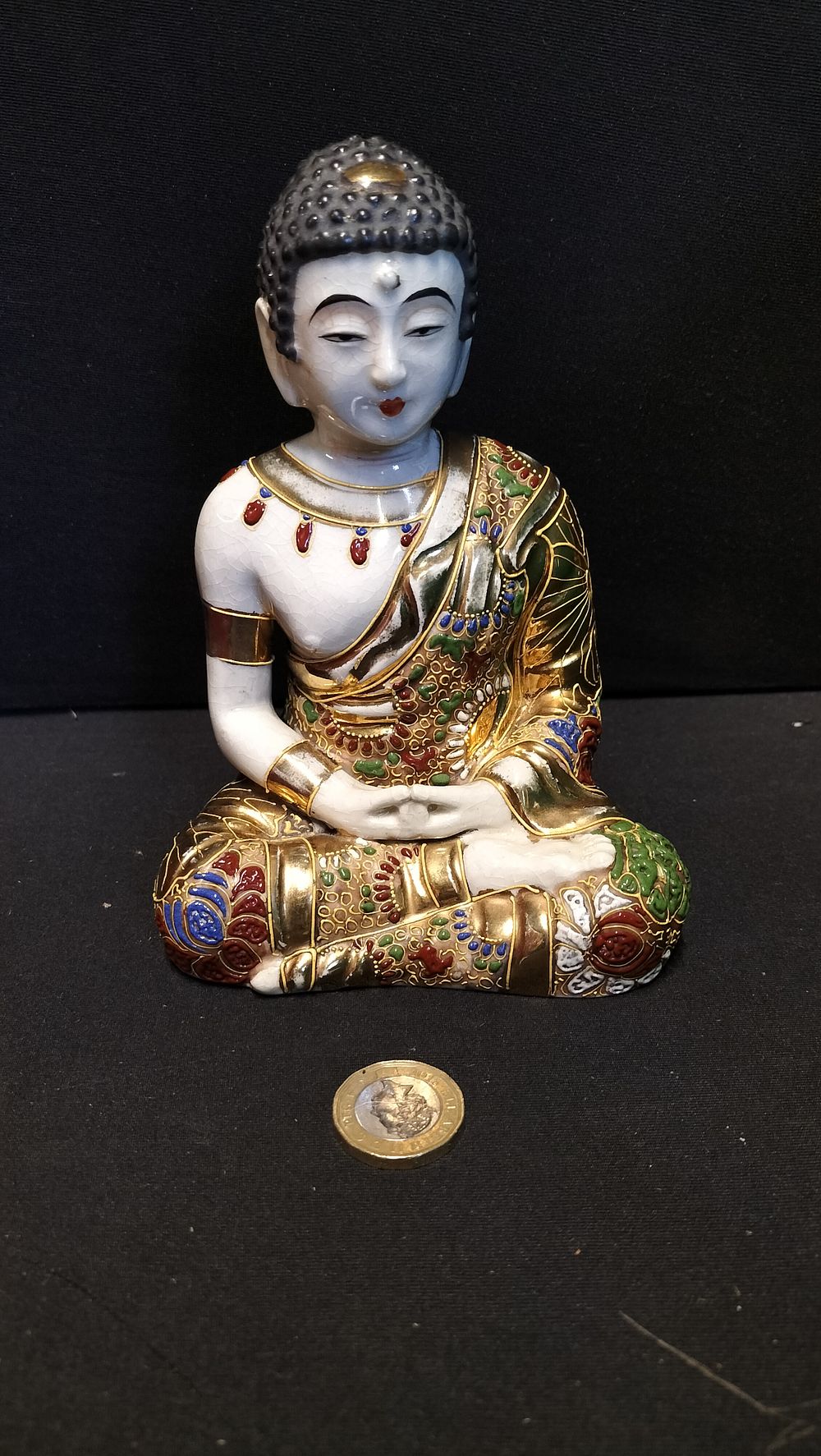Lot 350: Satsuma Design Seated Buddha. Has some Signs of...