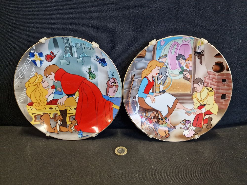 Lot 575: Pair of Disney Cartoon Classics Decorative Plates. Cinderella and Sleeping Beauty