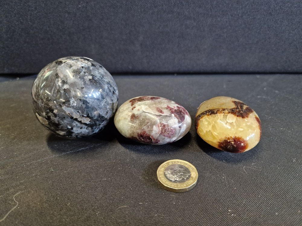 Lot 584: Selection of Crystal Stones inc Larvikite and Septarian