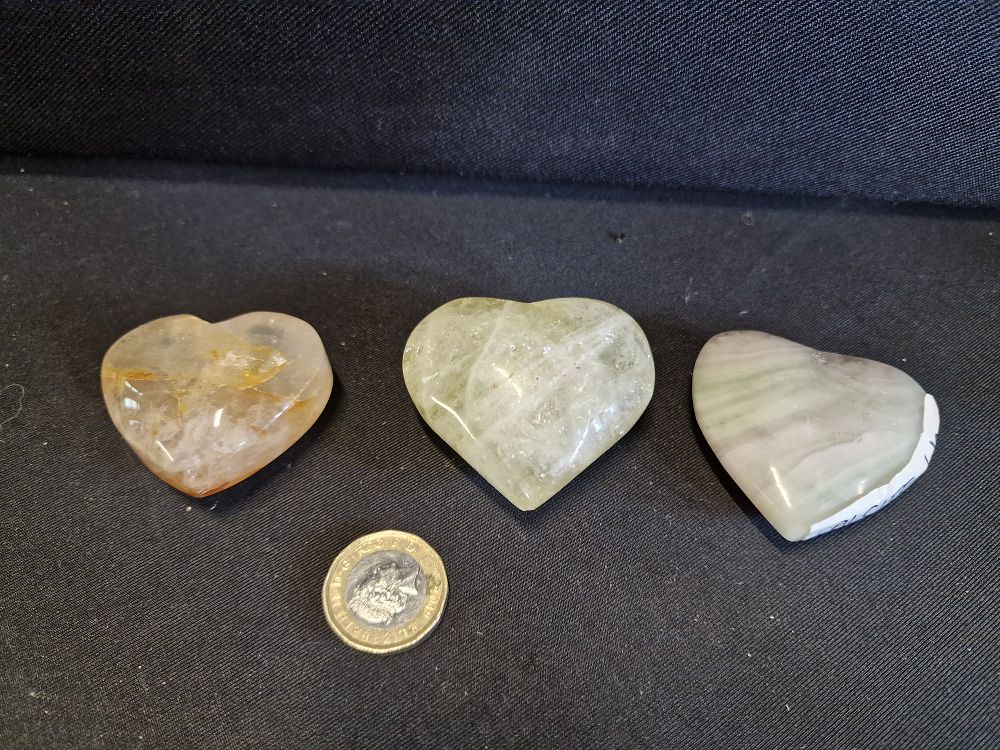 Lot 590: Three Heart Shaped Crystals