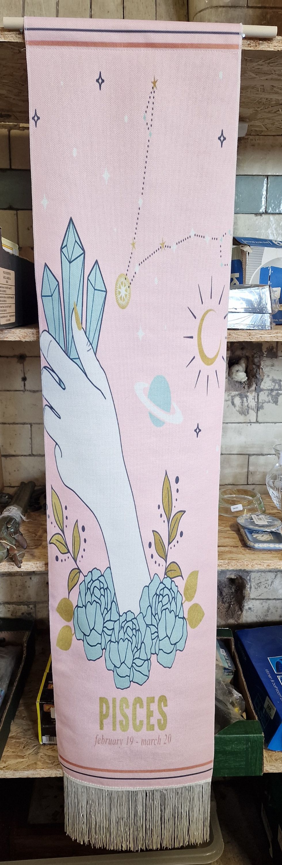 Lot 599: Hanging Pisces Zodiac Sign Canvas Approx 144cm Length