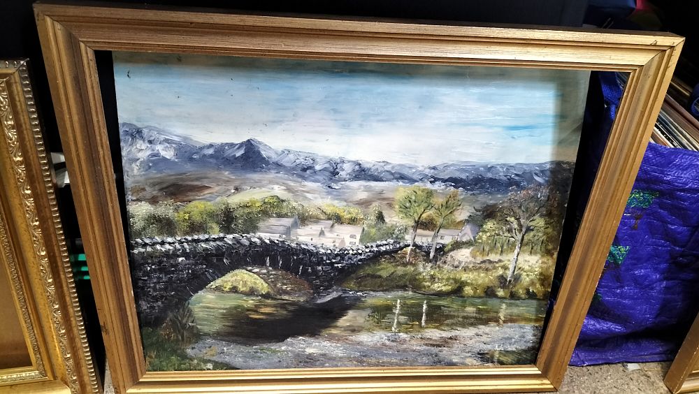 Lot 380: Framed oil on Board painting of a river...