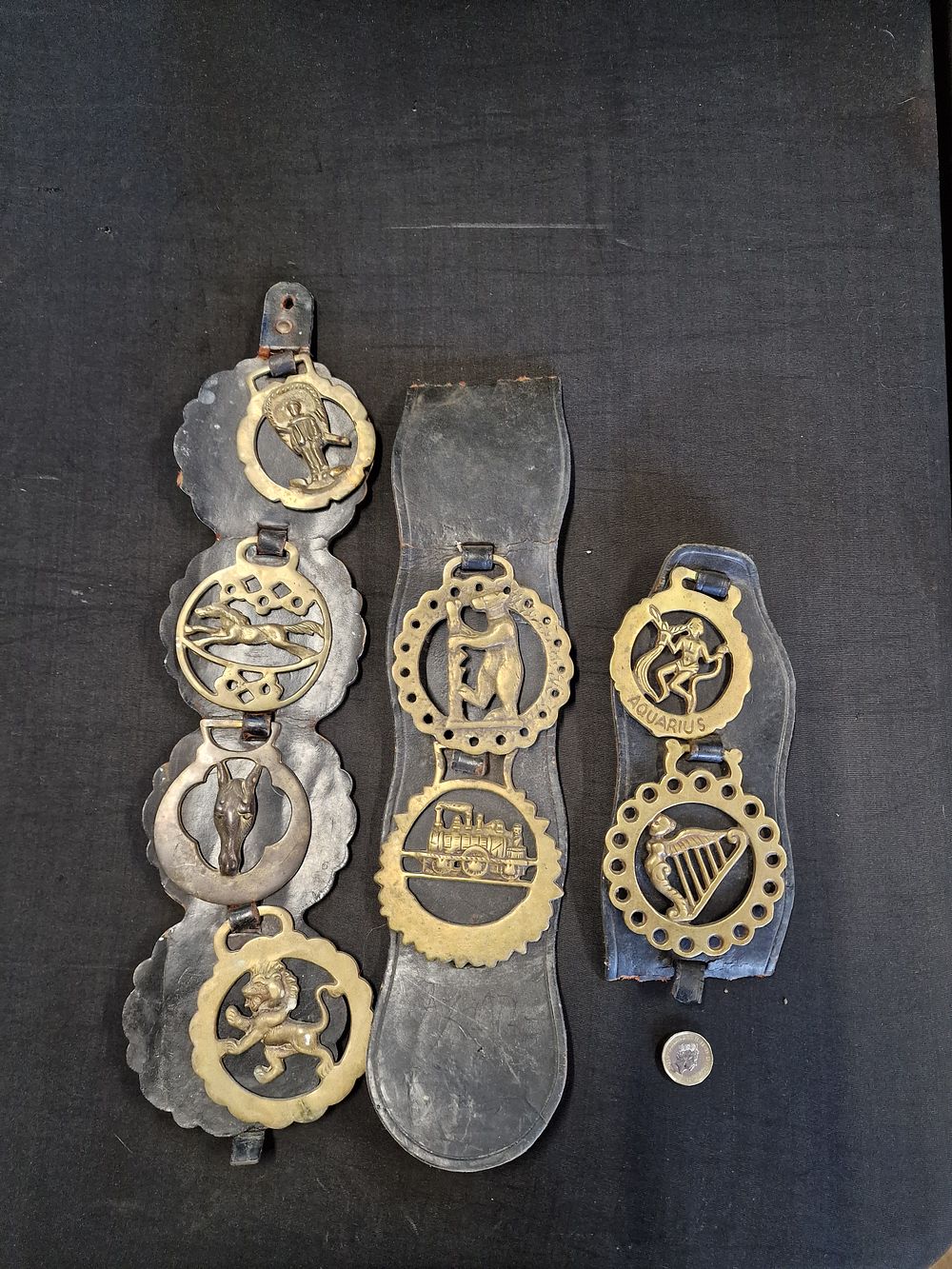 Lot 601: Selection of Vintage Horse Brasses on Leather