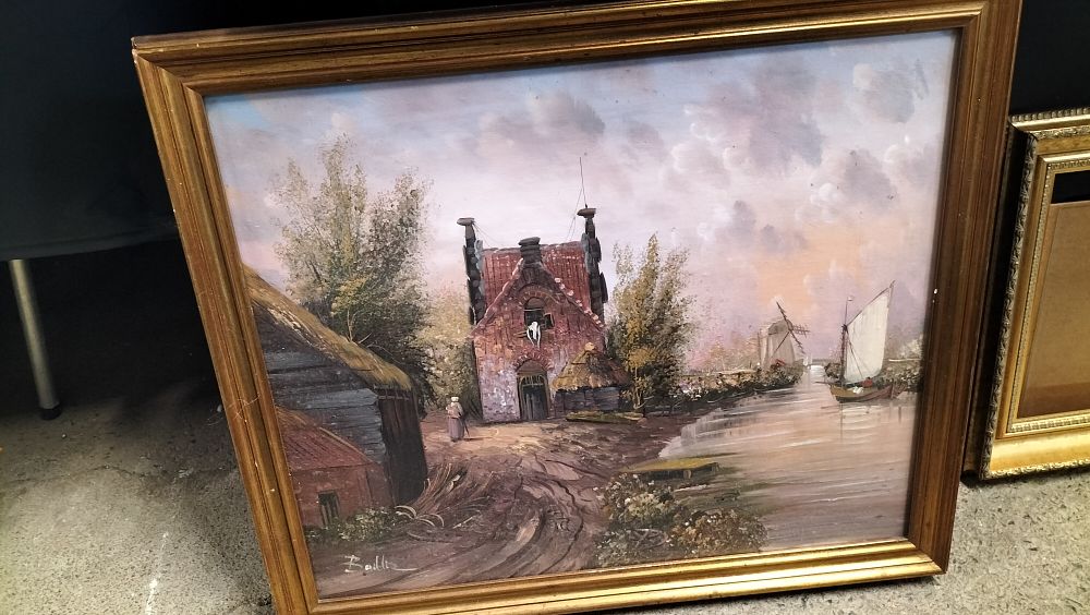 Lot 382: Framed Oil on Canvas Painting Signed by Baitlre...