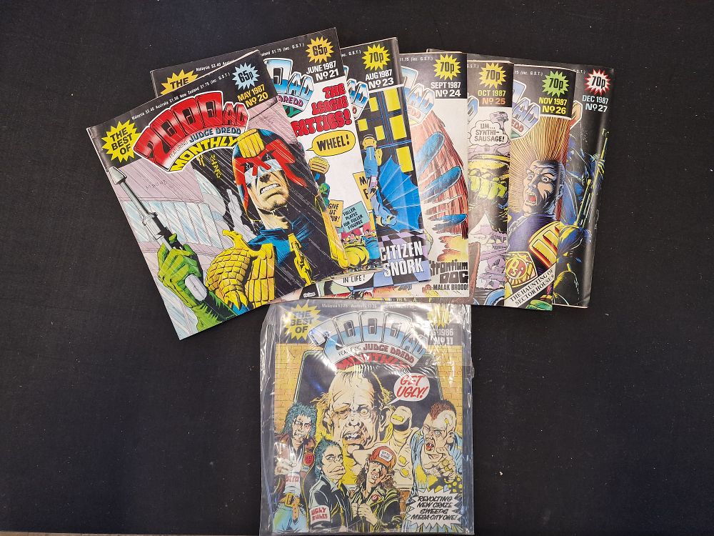 Lot 606: Selection of Vintage 2000AD Featuring Judge Dread Monthly's 1987 and a Best of Aug 1988