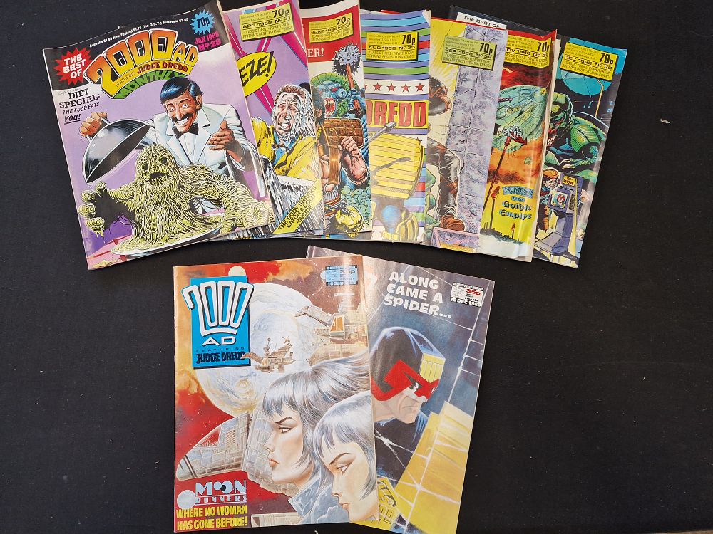 Lot 608: Selection of Vintage 2000AD Featuring Judge Dread Monthly and Weekly From 1988