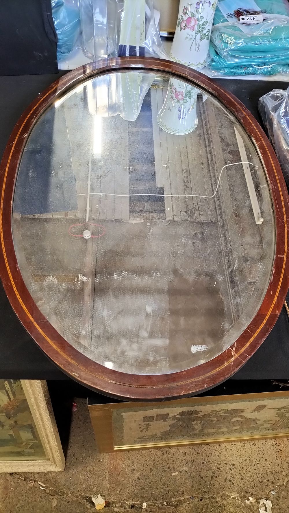 Lot 392: Vintage Oval Mirror Approx. 82cm Tall. COLLECTION ONLY